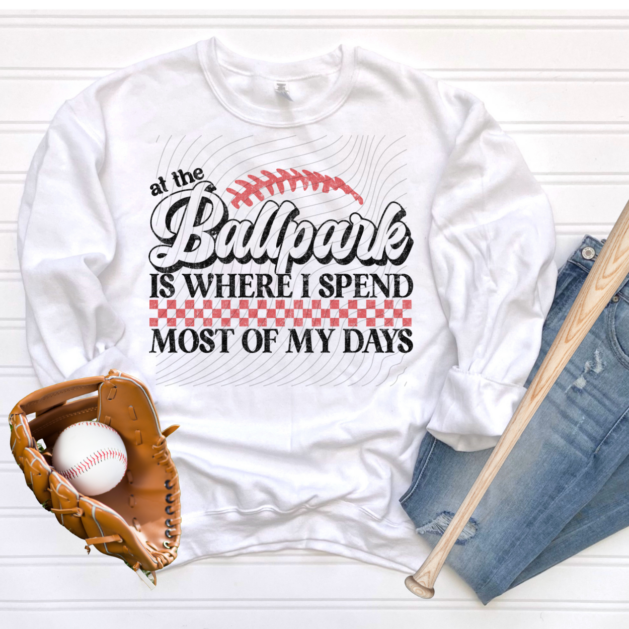 BALLPARK BLK TEXT DISTRESSED - DTF TRANSFER