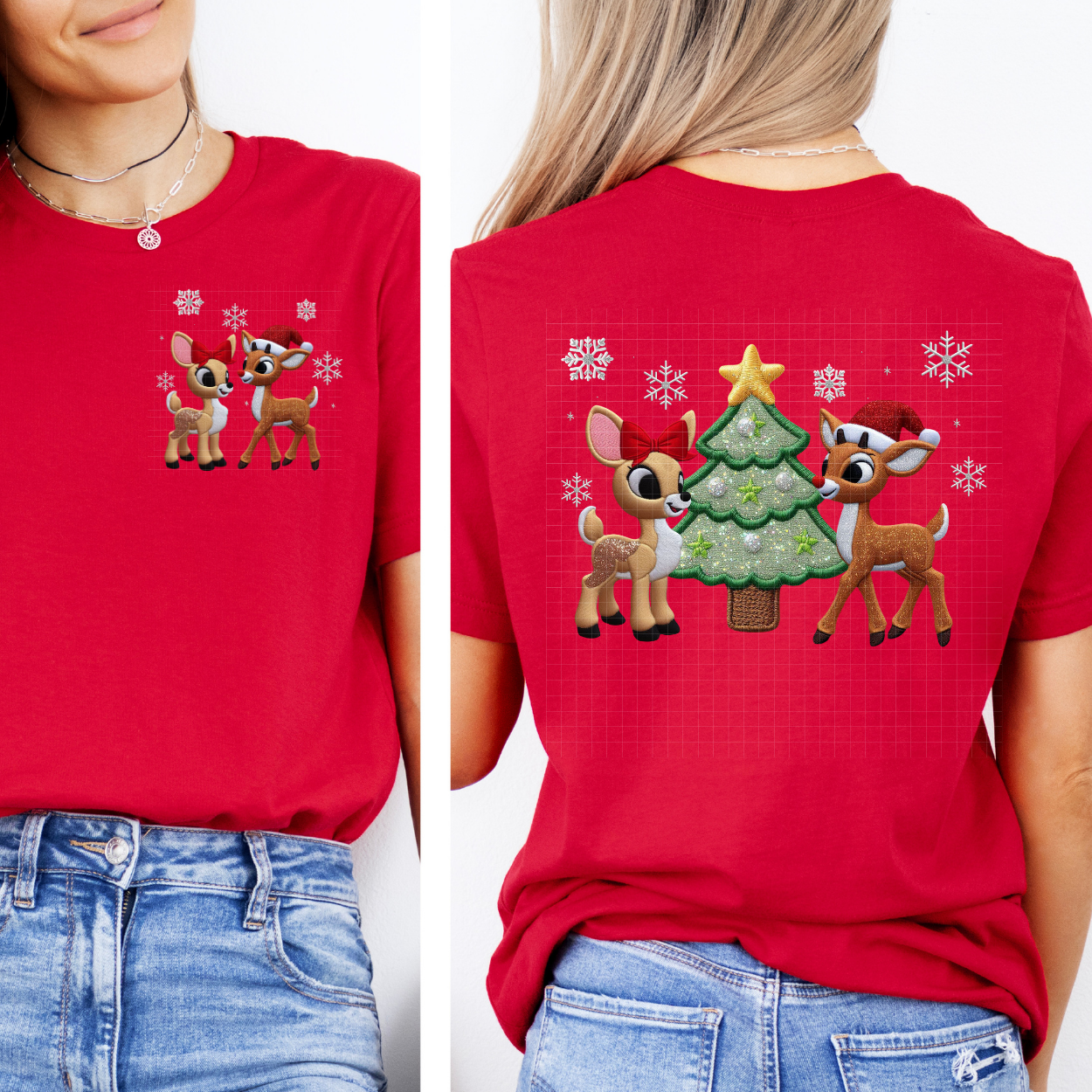 RED NOSE FAUX EMBROIDERY W/ POCKET - DTF TRANSFER