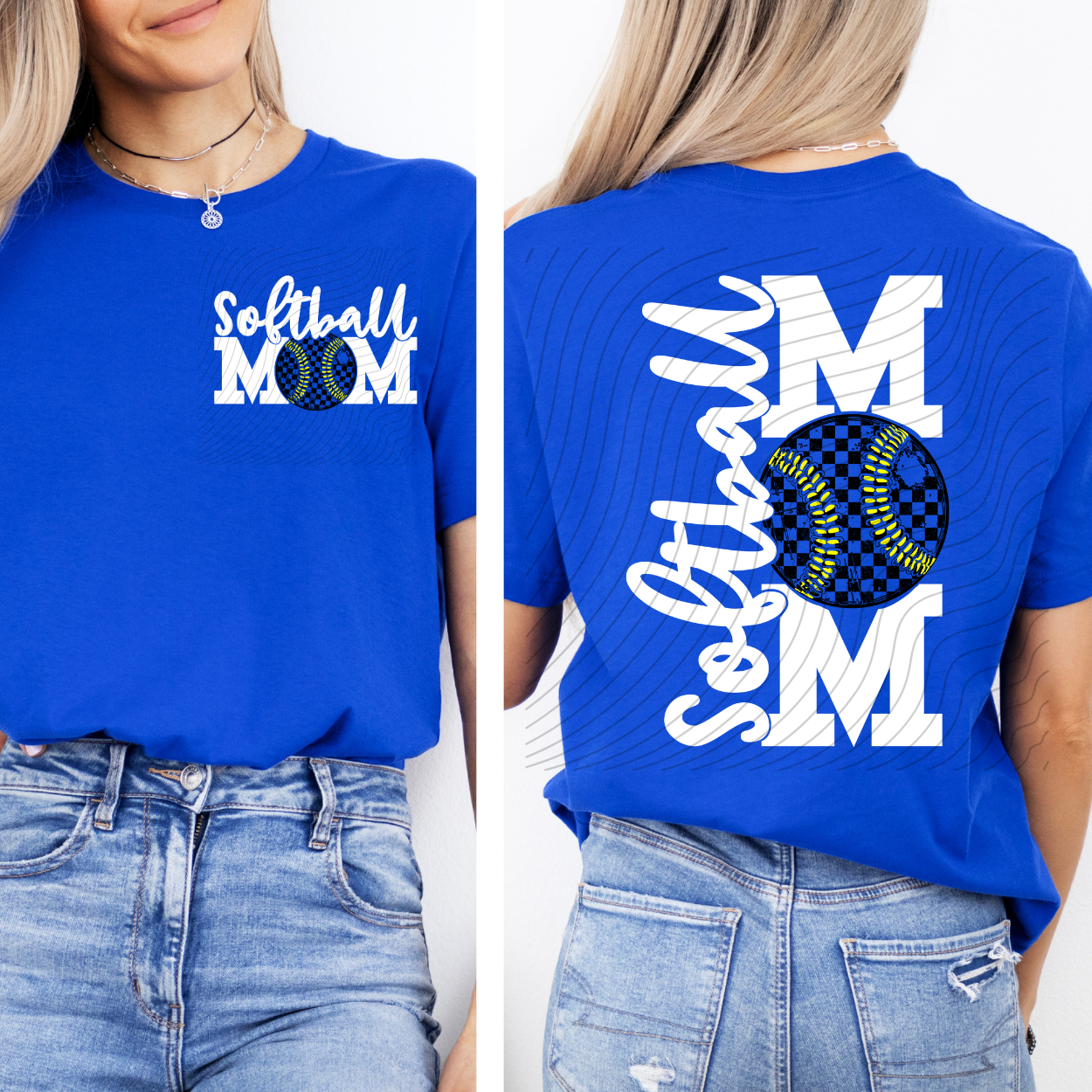 SOFTBALL MOM WHT W/ POCKET - DTF TRANSFER