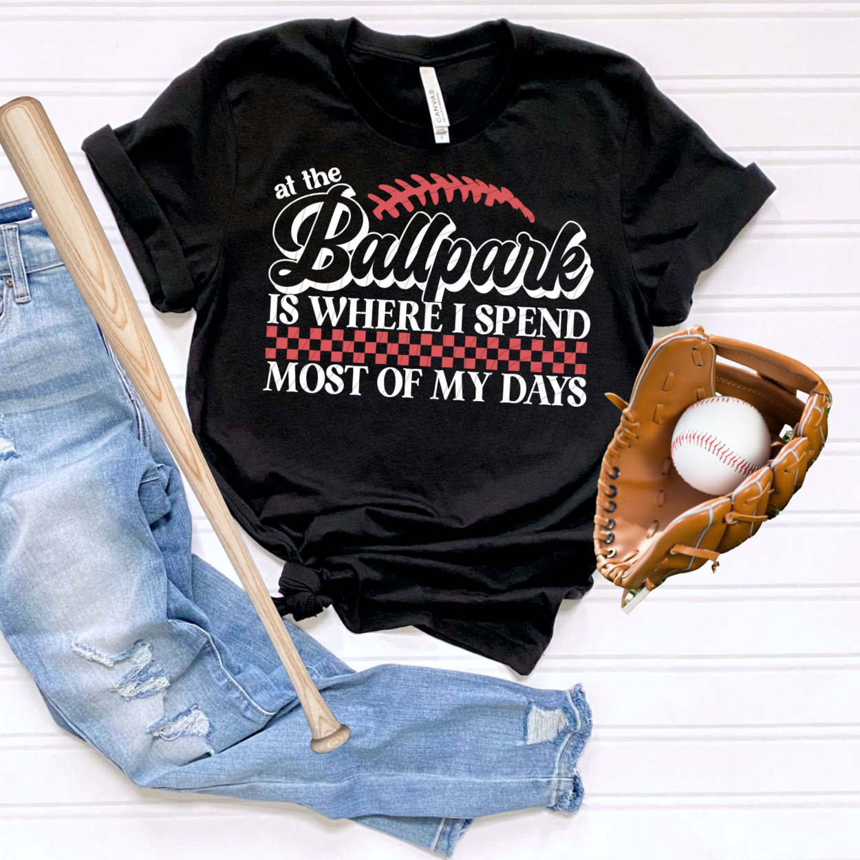 BALLPARK WHT TEXT - DTF TRANSFER