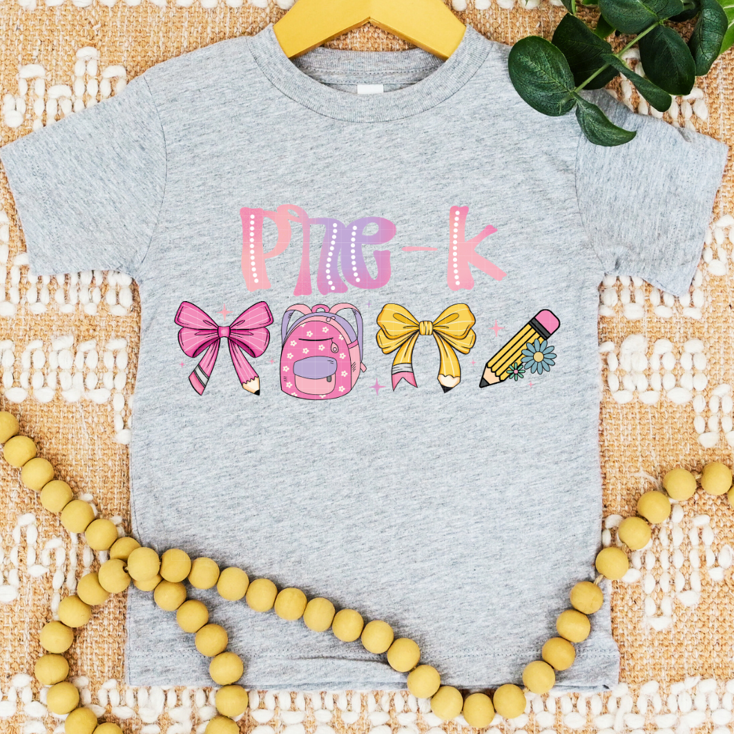 PINK PRE-K BOWS & BAG - DTF TRANSFER