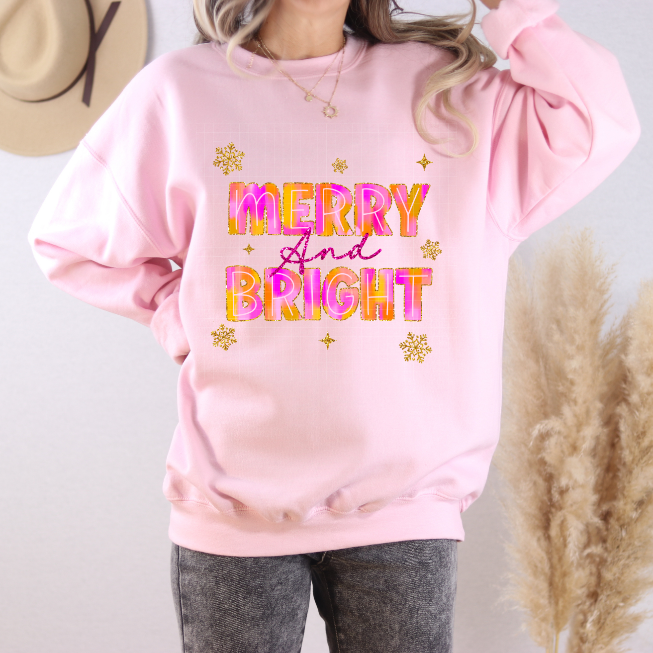 MERRY & BRIGHT GOLD OUTLINE - DTF TRANSFER
