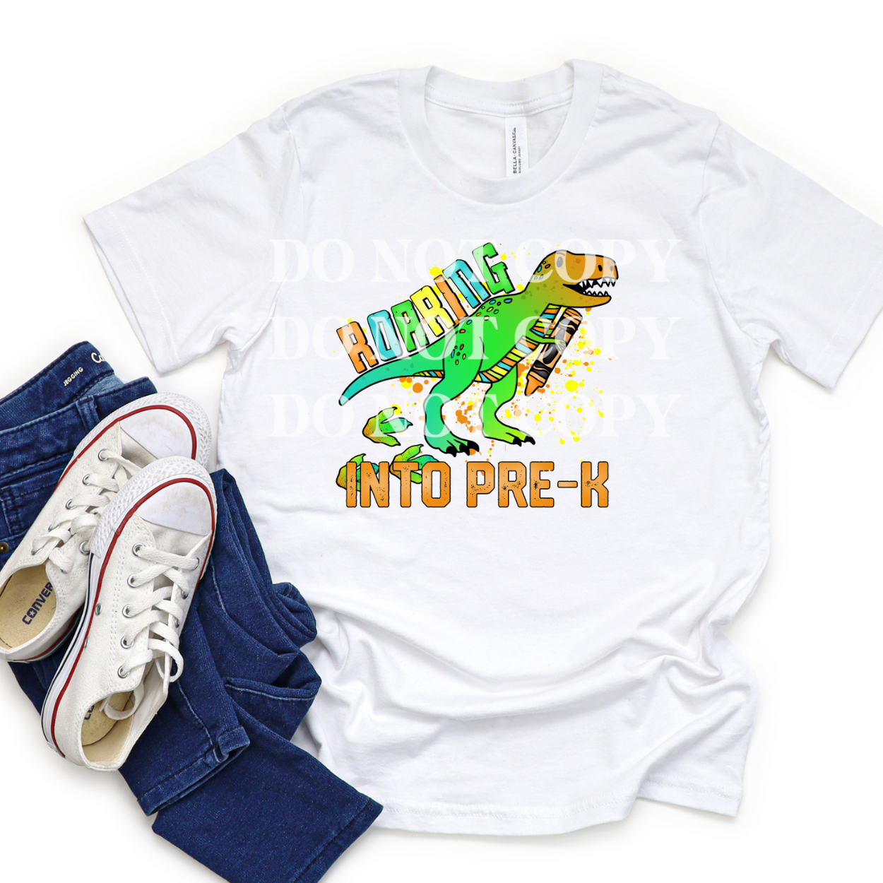 ROARING INTO PRE-K GREEN DINO - DTF TRANSFER