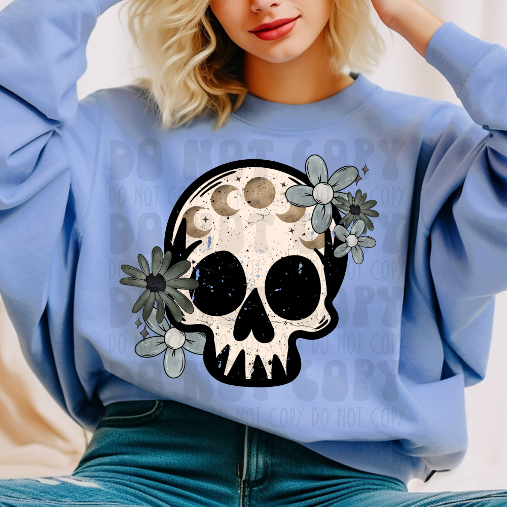 SKULL, FLOWERS - DTF TRANSFER