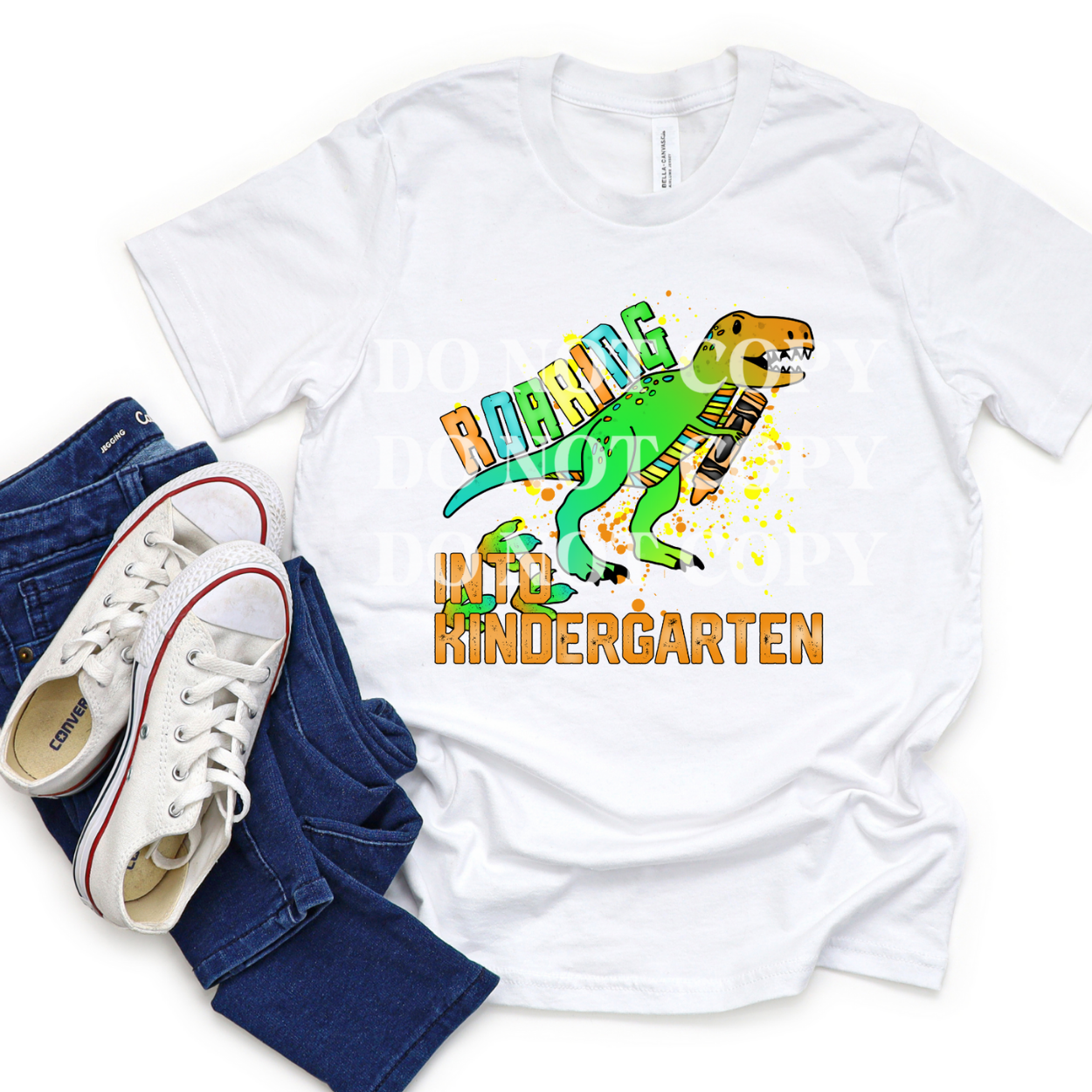 ROARING INTO KINDERGARTEN GREEN DINO - DTF TRANSFER