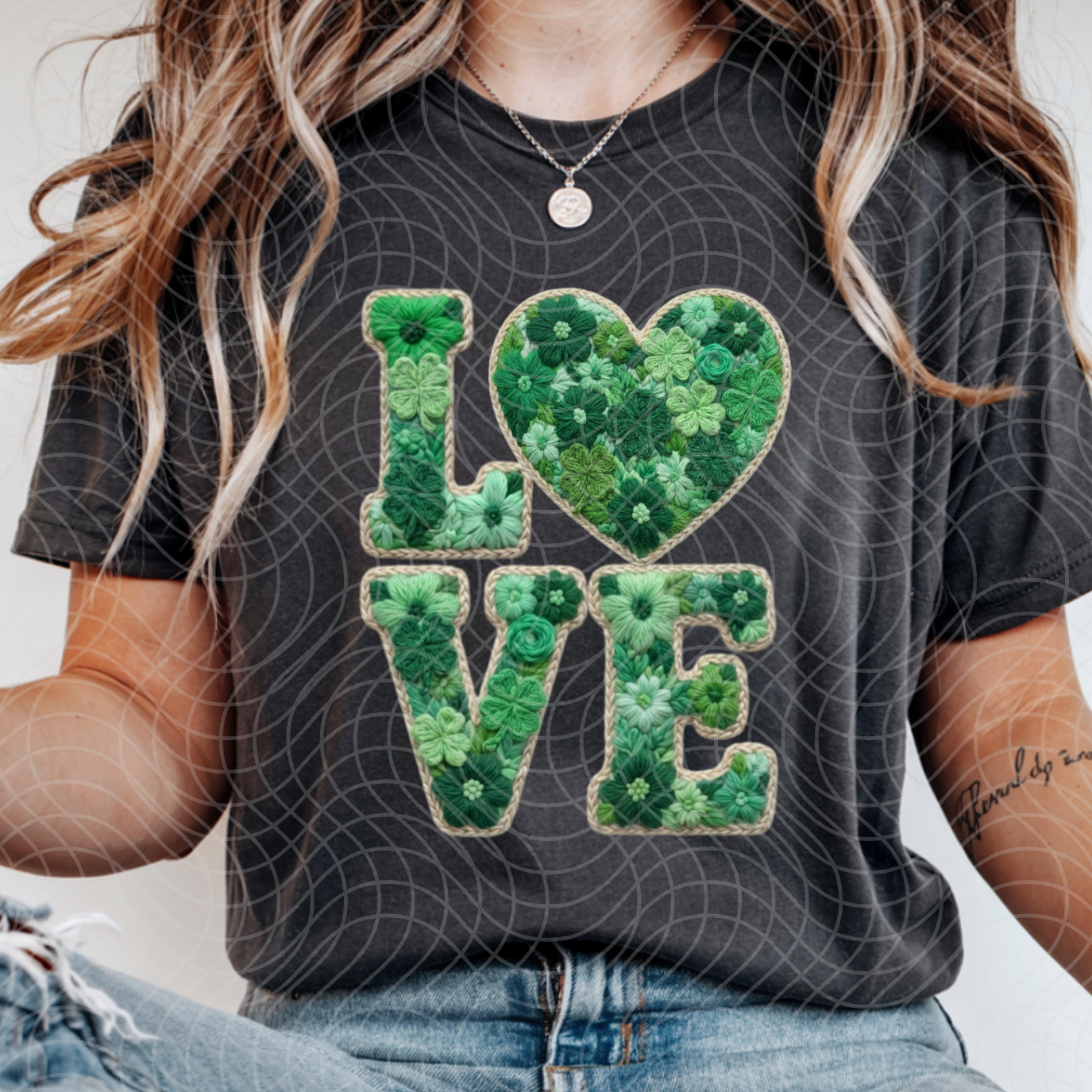 LOVE GREEN FLORAL - DTF TRANSFER