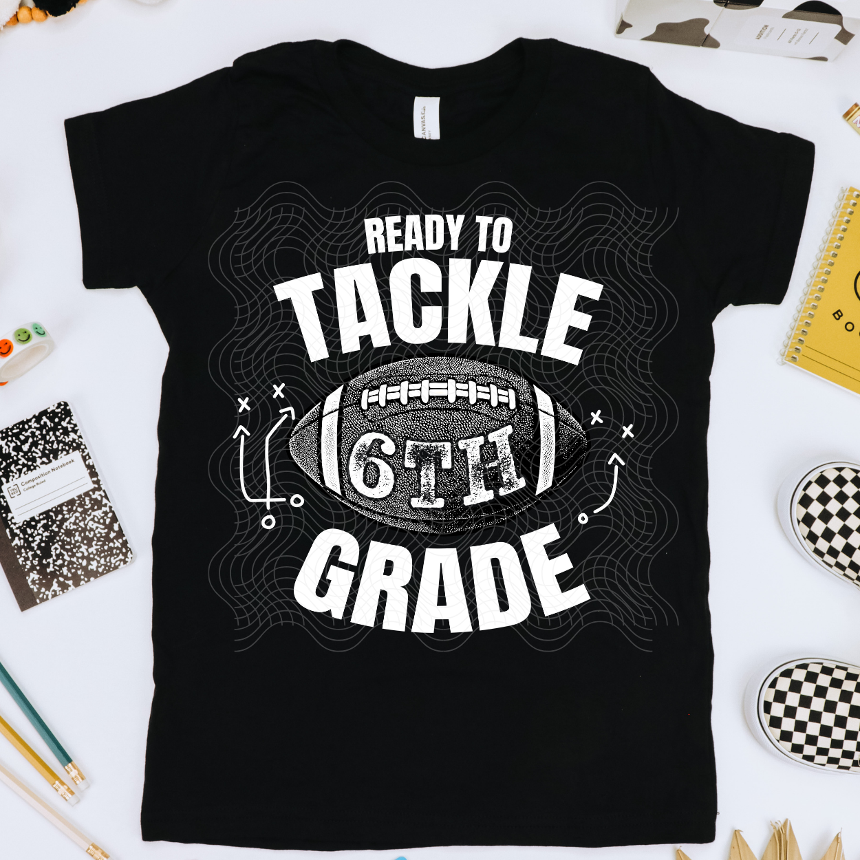 TACKLE SIXTH GRADE, WHT - DTF TRANSFER