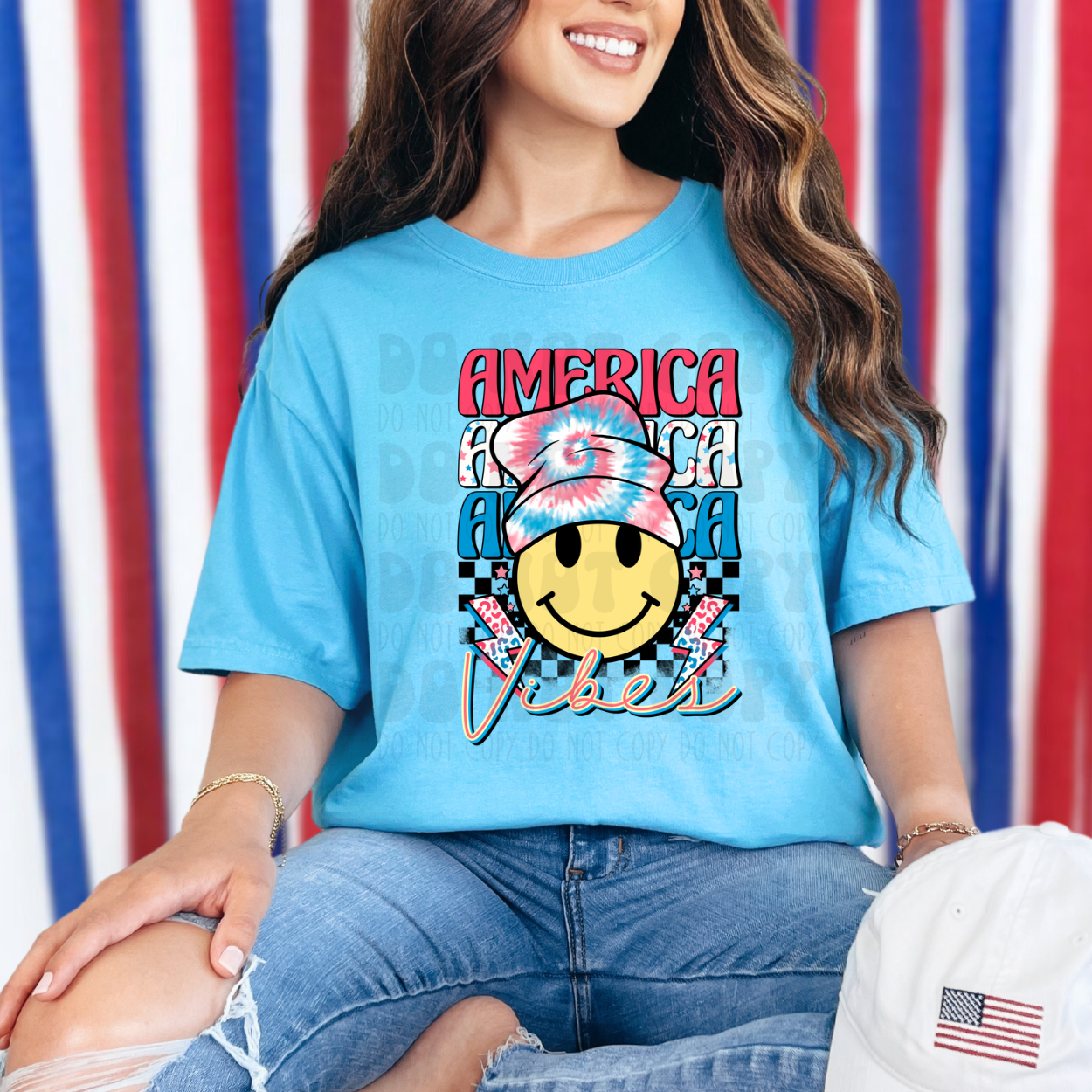 AMERICA VIBES SMILEY - DTF TRANSFER