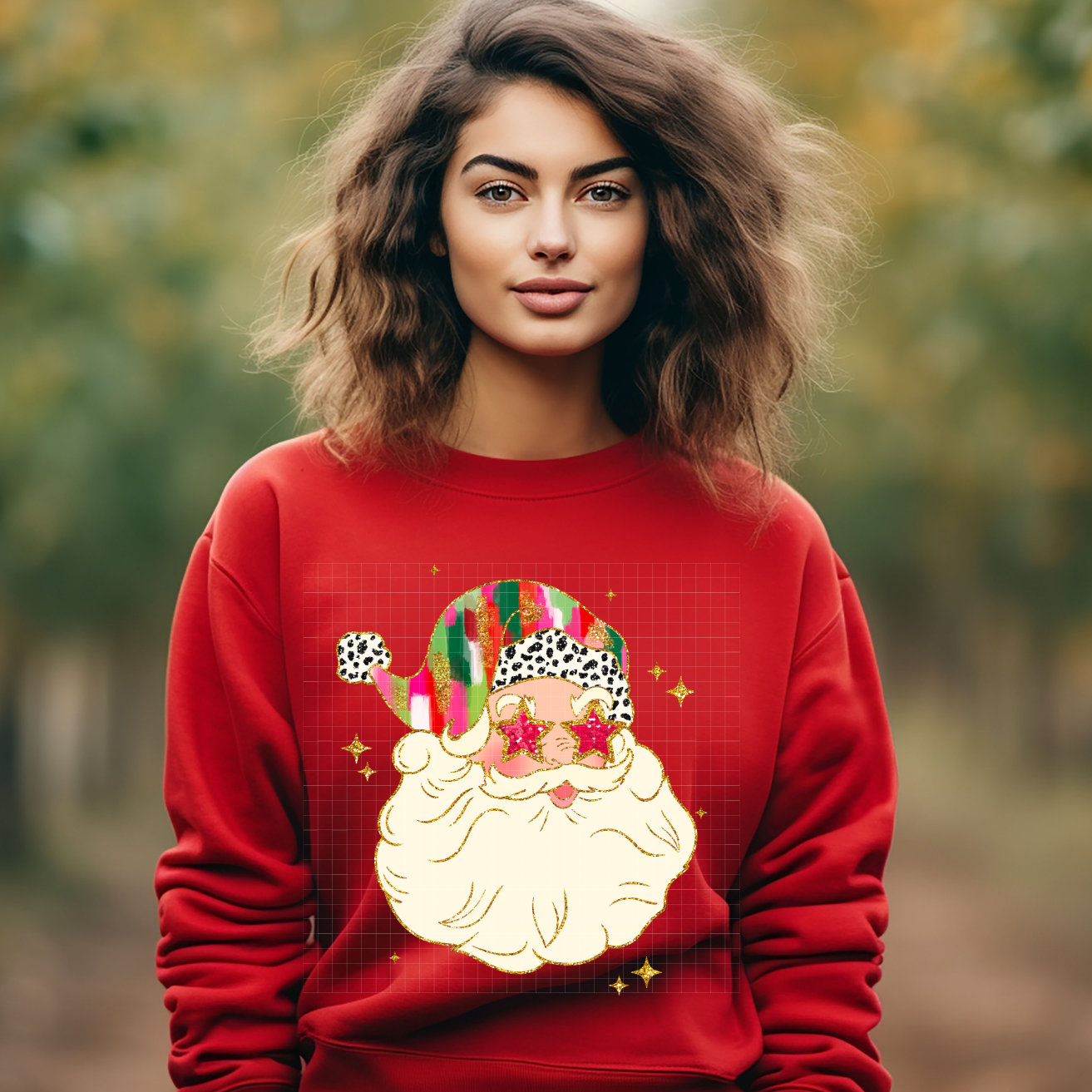 COLORFUL SANTA RED GLASSES - DTF TRANSFER