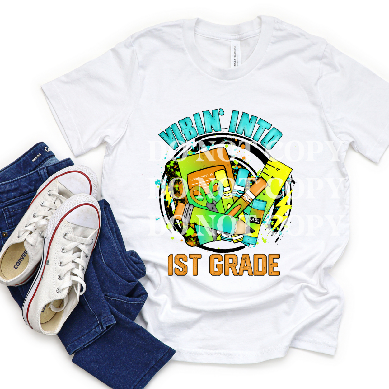 VIBIN' INTO KINDERGARTEN GREEN DINO - DTF TRANSFER