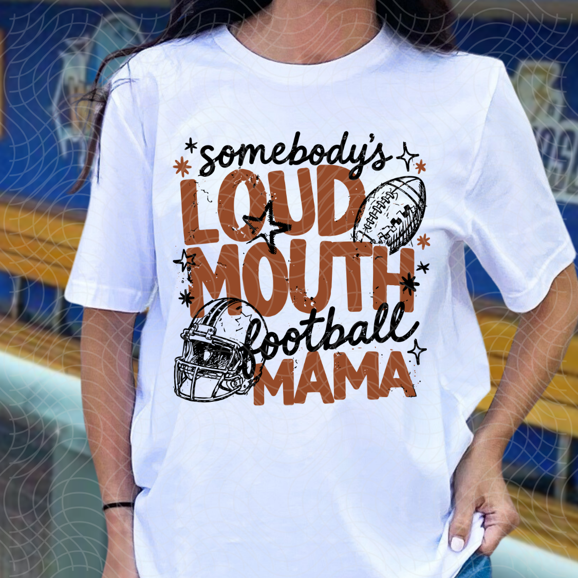 LOUD MOUTH FOOTBALL MAMA, DARK - DTF TRANSFER
