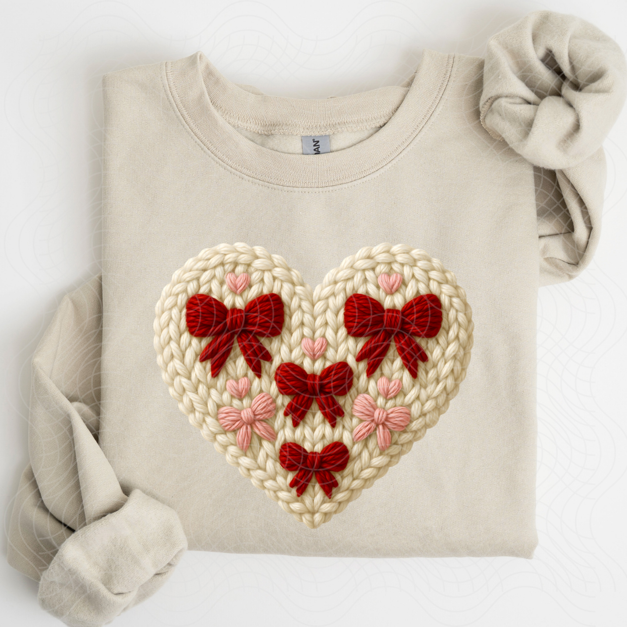 FAUX YARN BOW HEART - DTF TRANSFER