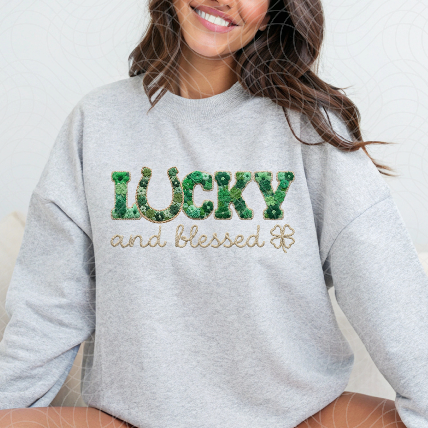 LUCKY AND BLESSED GREEN FLORAL - DTF TRANSFER
