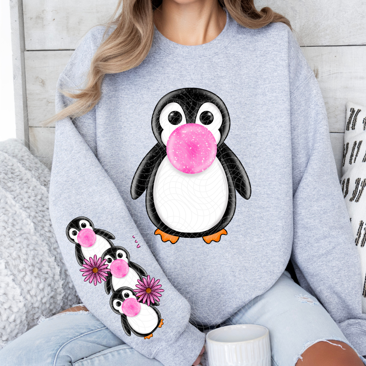 BUBBLE GUM PENGUIN W/ SLEEVE - DTF TRANSFER