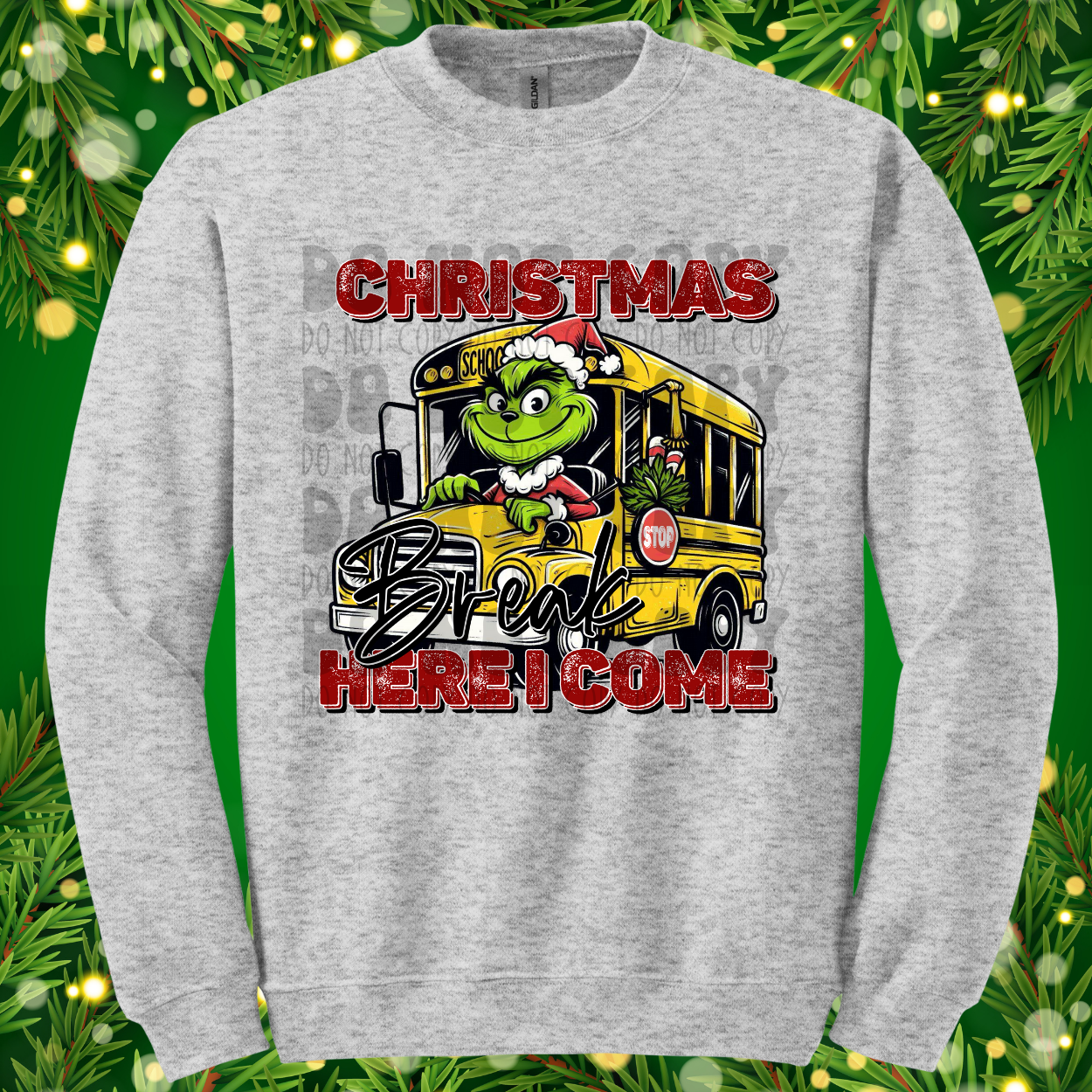 GREEN GUY SCHOOL BUS NO GLITTER - DTF TRANSFER