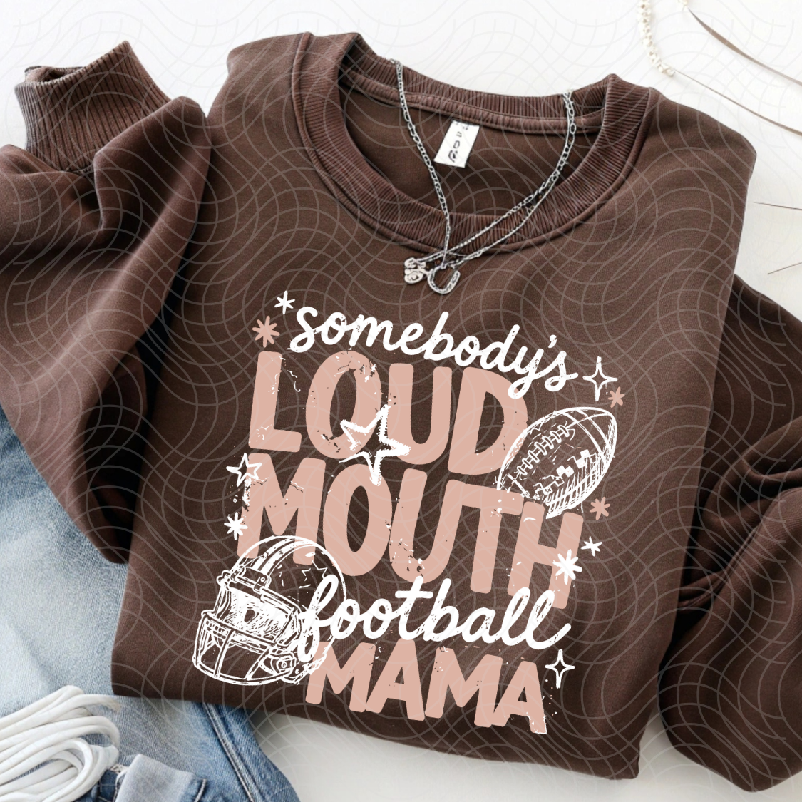 LOUD MOUTH FOOTBALL MAMA, LIGHT - DTF TRANSFER
