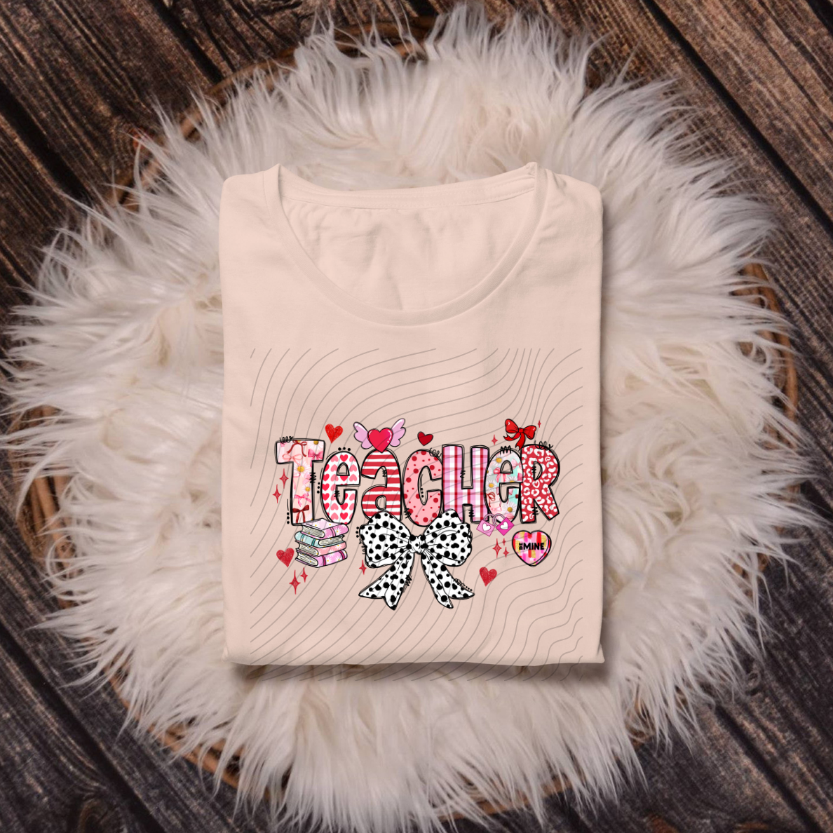 TEACHER POLKA DOT HEART - DTF TRANSFER