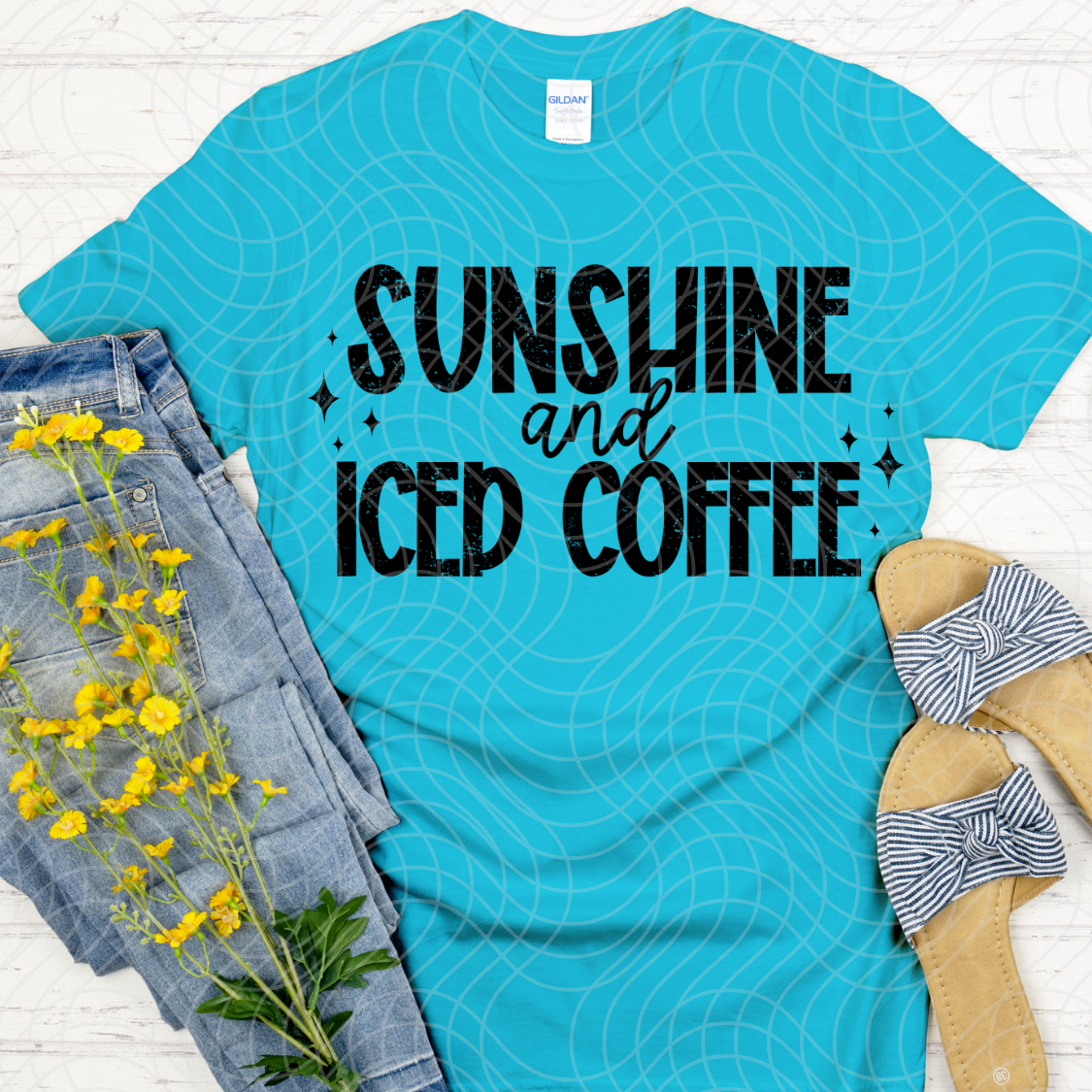 SUNSHINE AND ICED COFFEE BLACK -DTF TRANSFER