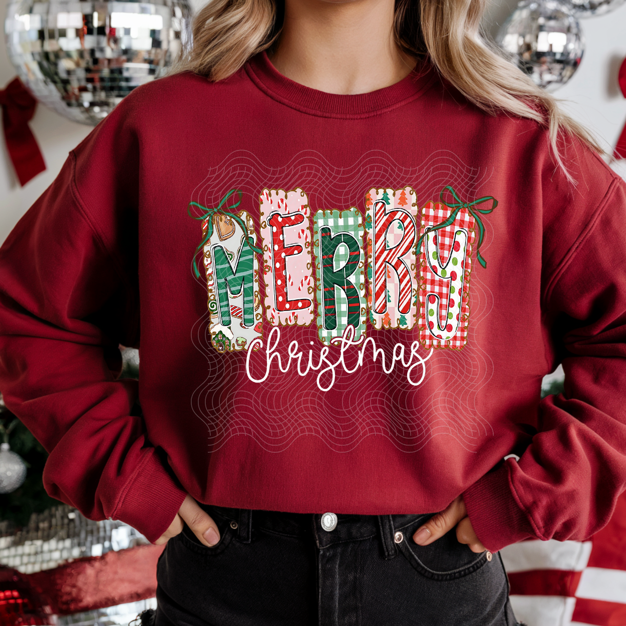 MERRY CHRISTMAS WHITE TEXT - DTF TRANSFER