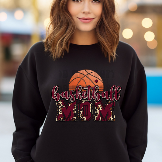 BASKETBALL MOM MAROON - DTF TRANSFER
