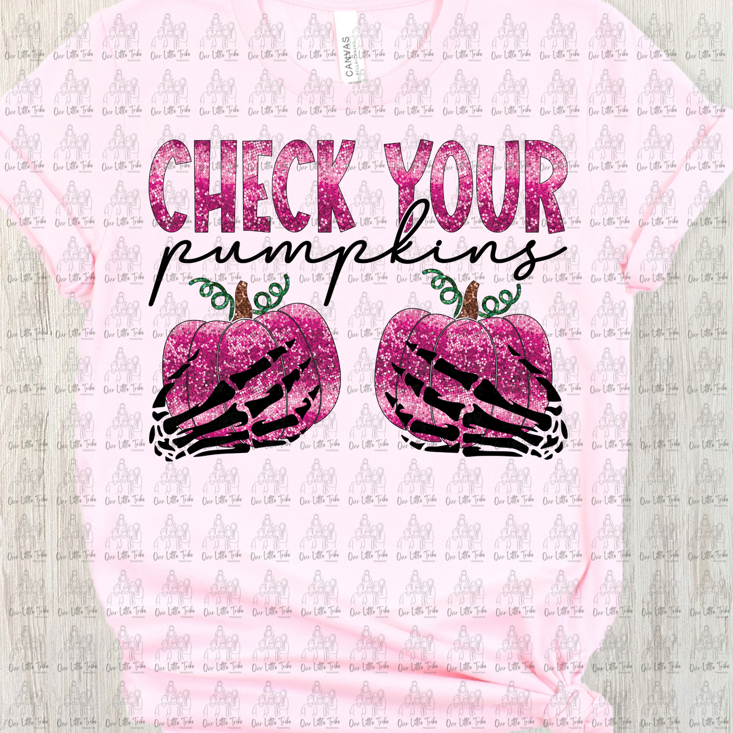 CHECK YOUR PUMPKINS FAUX SEQUINS - DTF TRANSFER