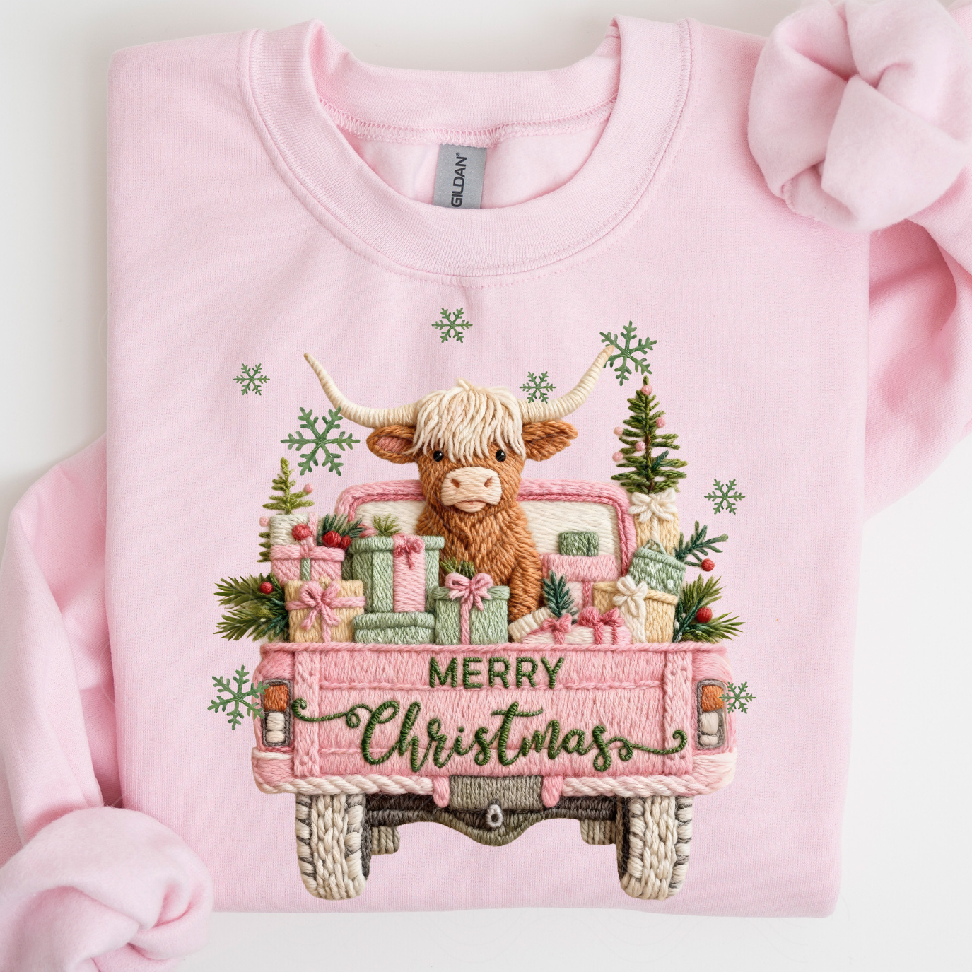 MERRY CHRISTMAS COW FAUX YARN - DTF TRANSFER