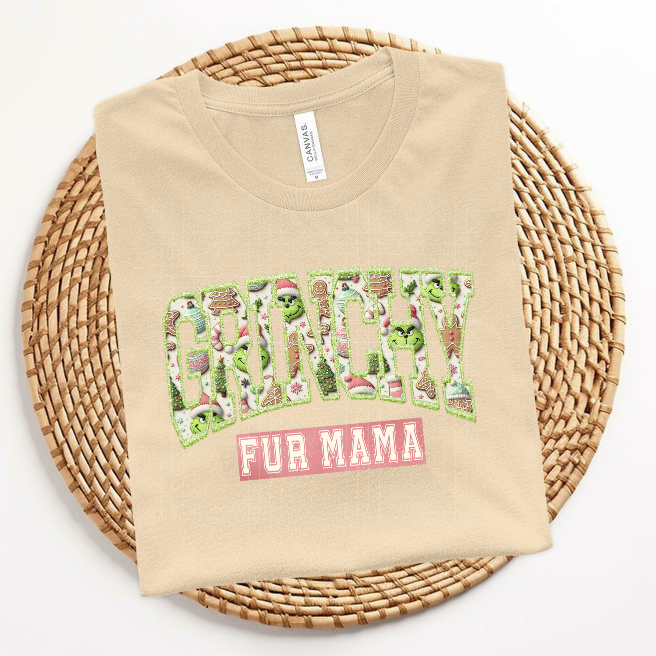 FAUX EMBROIDERY GREEN GUY FUR MAMA - DTF TRANSFER