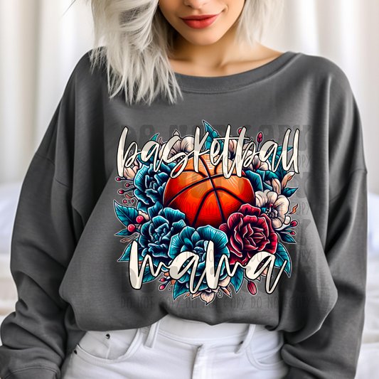 BASKETBALL MAMA RETRO FLOWERS - DTF TRANSFER