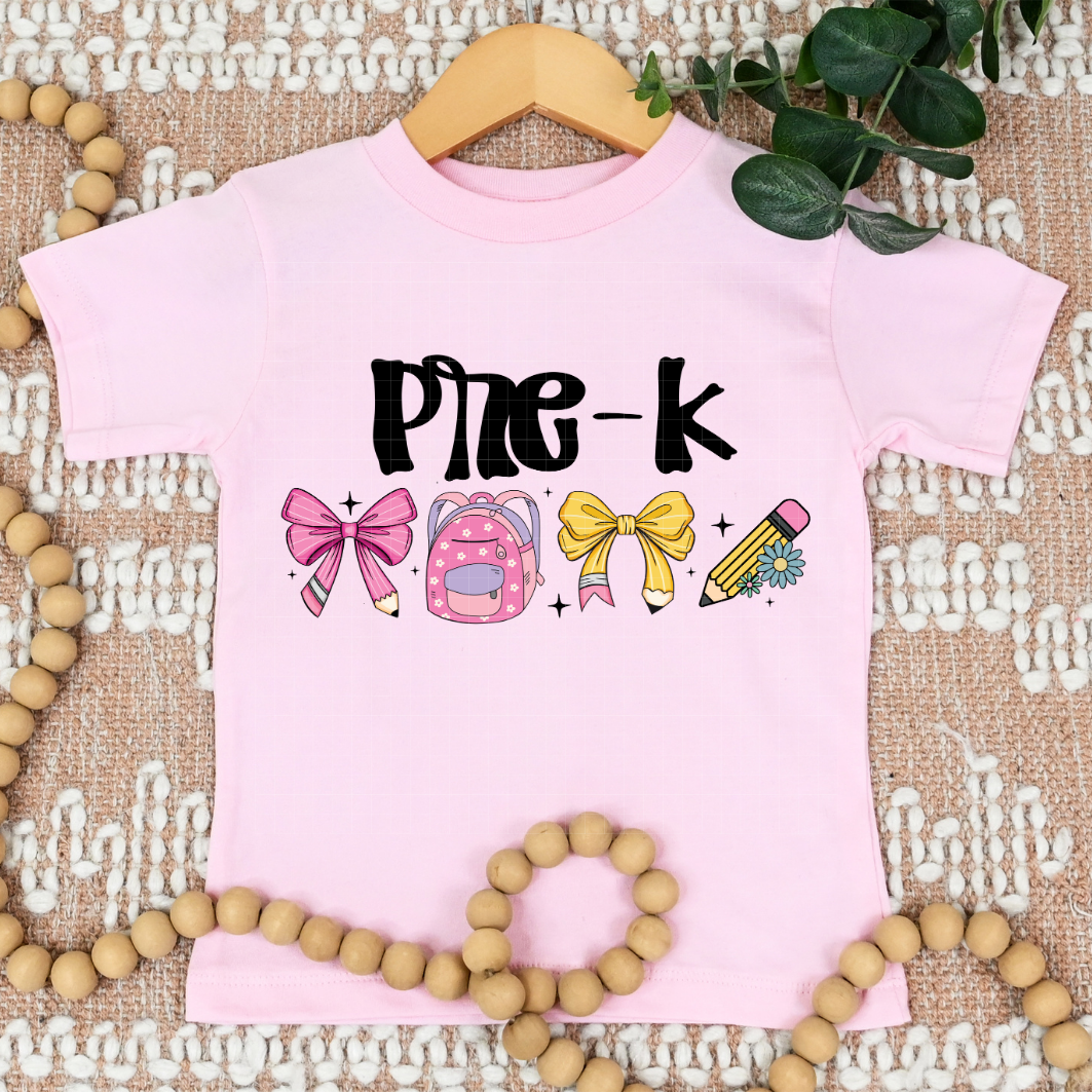BLK PRE-K BOWS & BAG - DTF TRANSFER