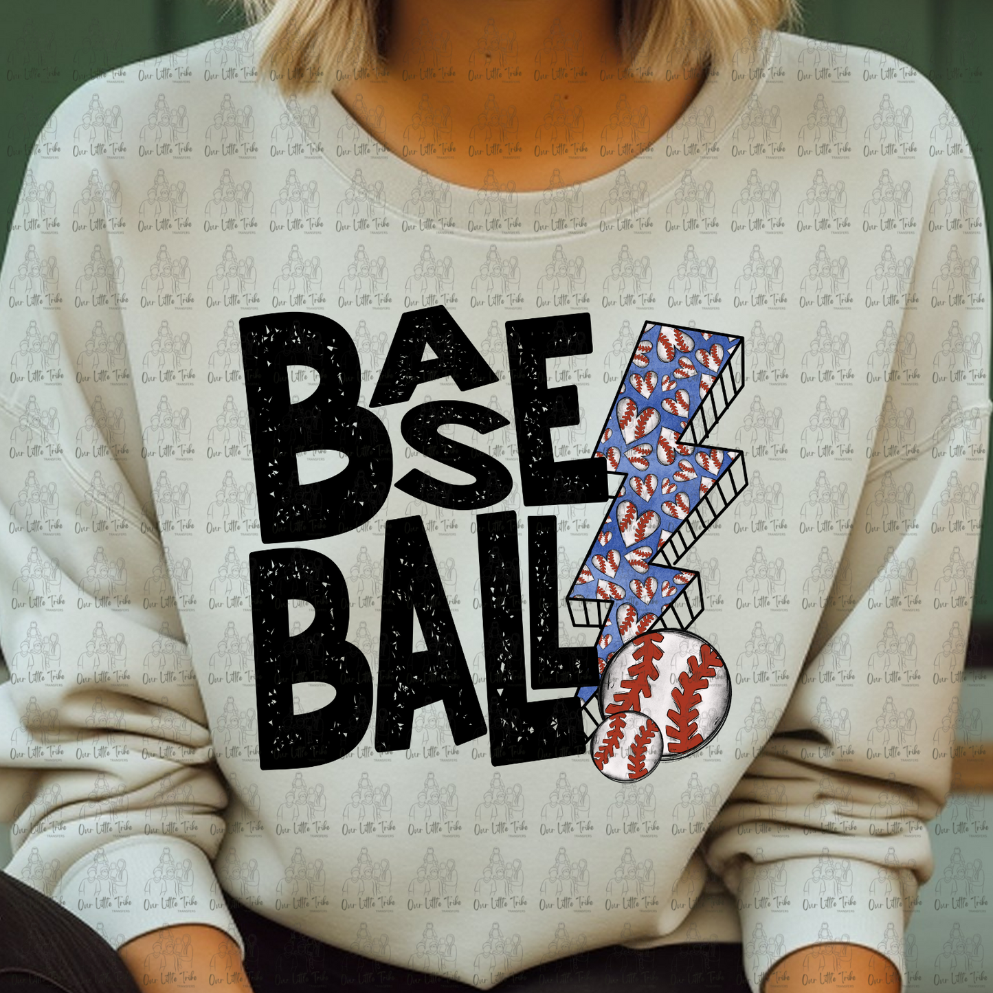 BASEBALL PATTERN BOLT- DTF TRANSFER