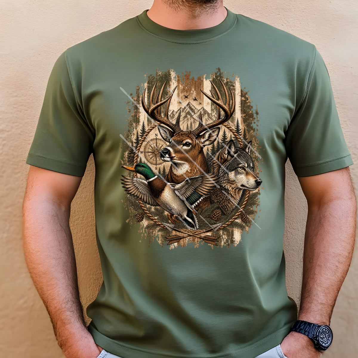 HUNTING SCENE W/ BACKGROUND - DTF TRANSFER