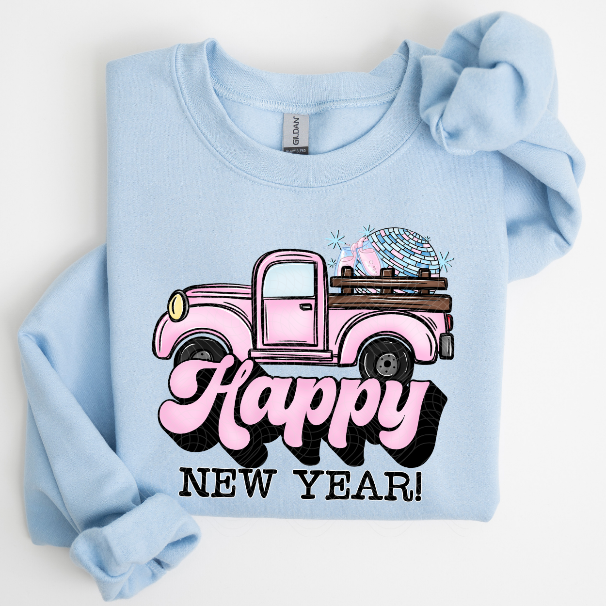 HAPPY NEW YEAR PINK TRUCK - DTF TRANSFER