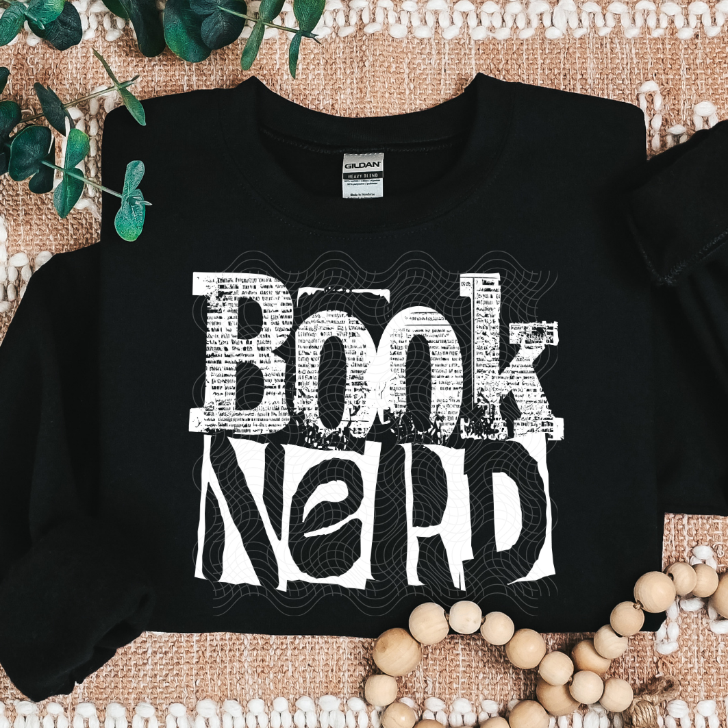 BOOK NERD WHT - DTF TRANSFER