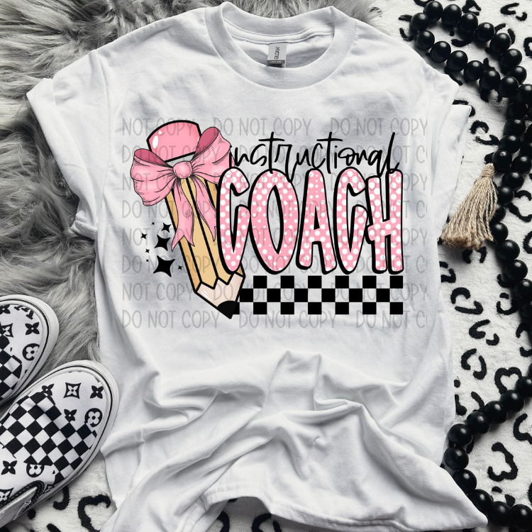 INSTRUCTIONAL COACH POLKA DOTS/CHECKERED PENCIL - DTF TRANSFER