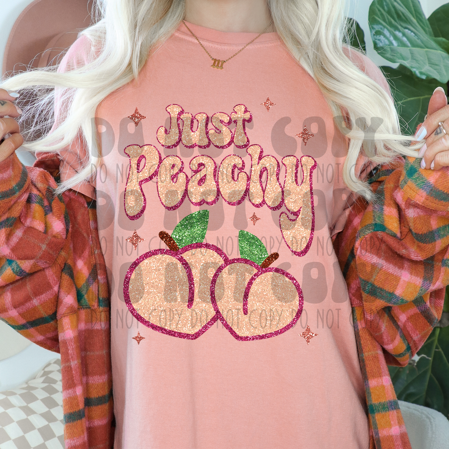 JUST PEACHY FAUX GLITTER - DTF TRANSFER
