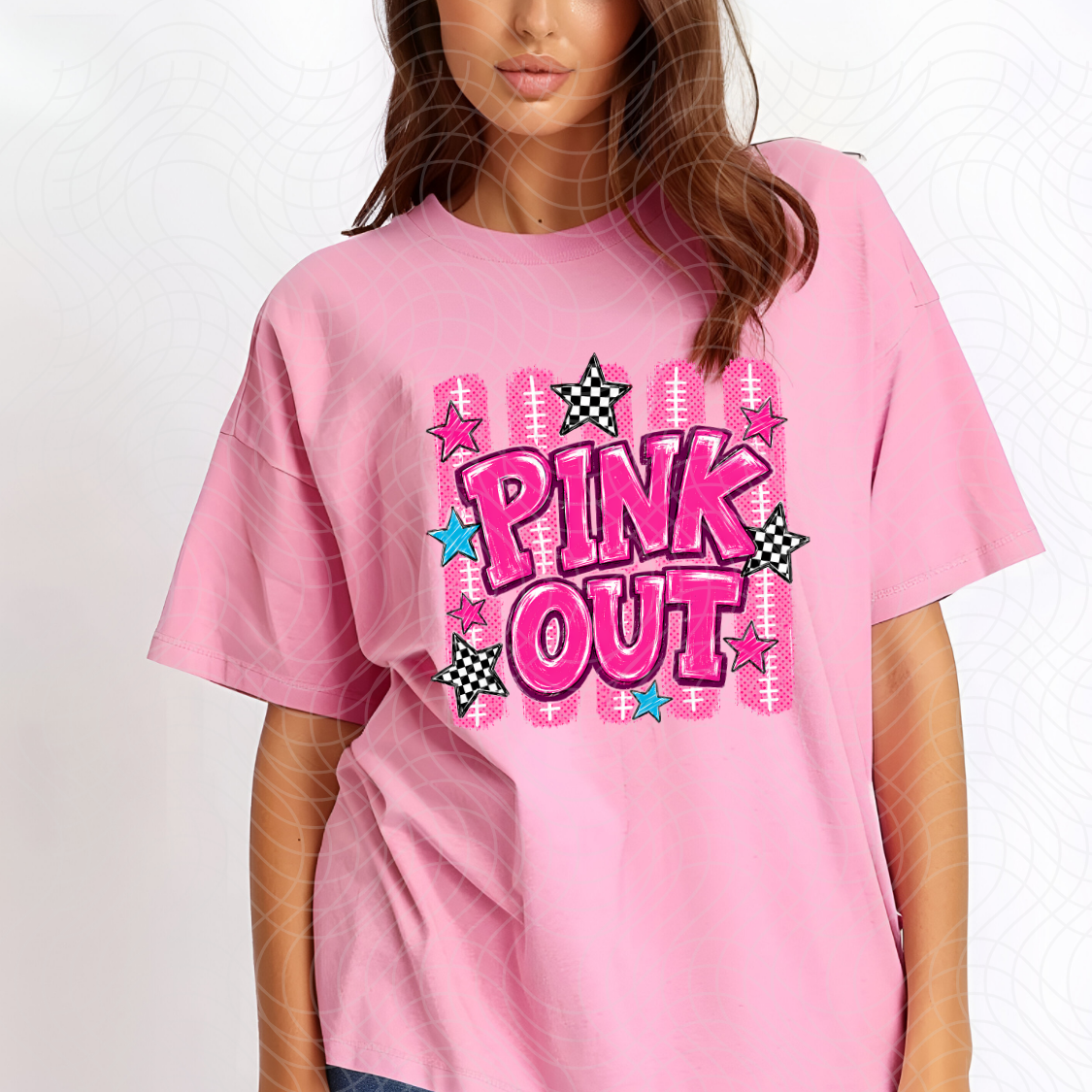 PINK OUT FOOTBALL THREADS - DTF TRANSFER