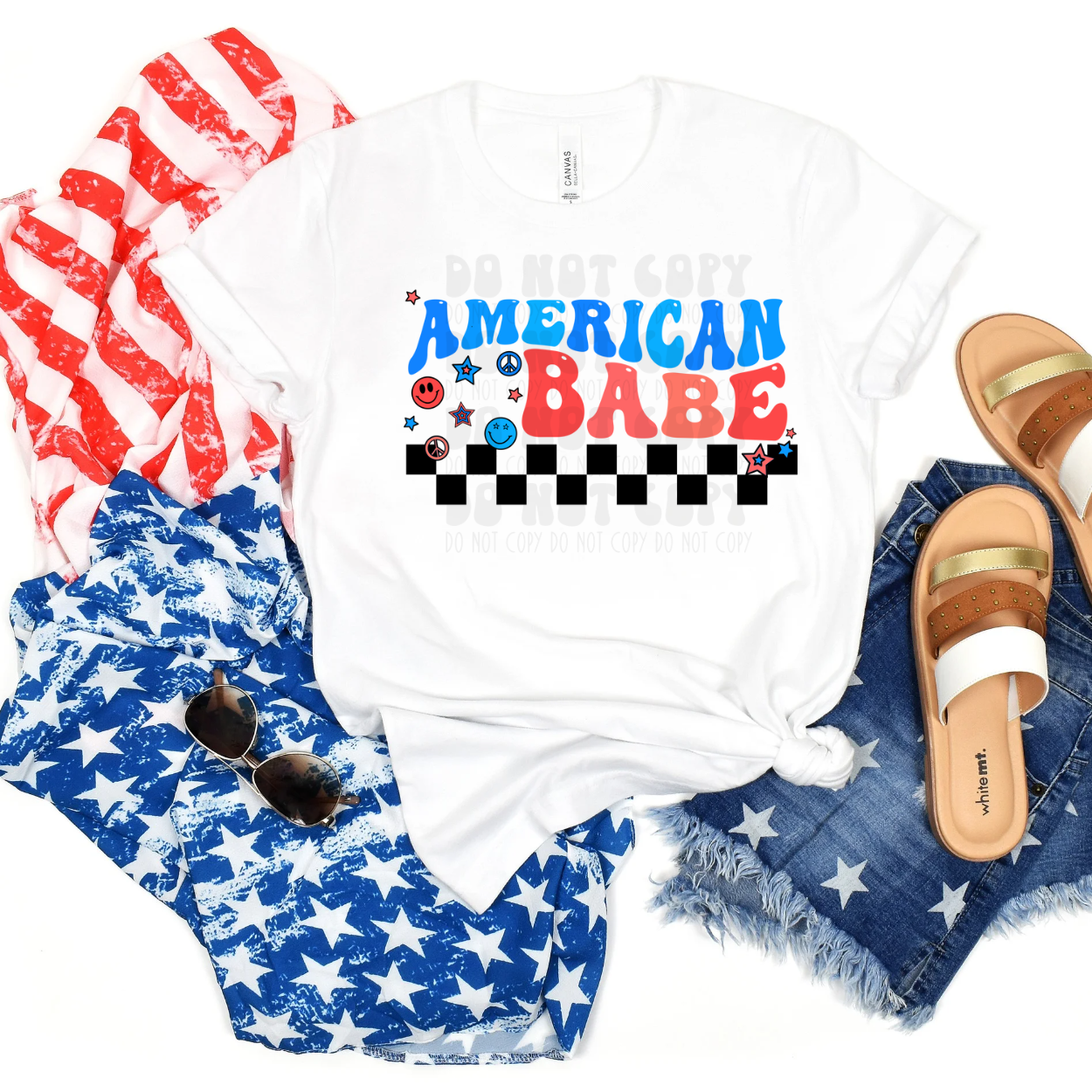 AMERICAN BABE WAVY CHECKERED - DTF TRANSFER