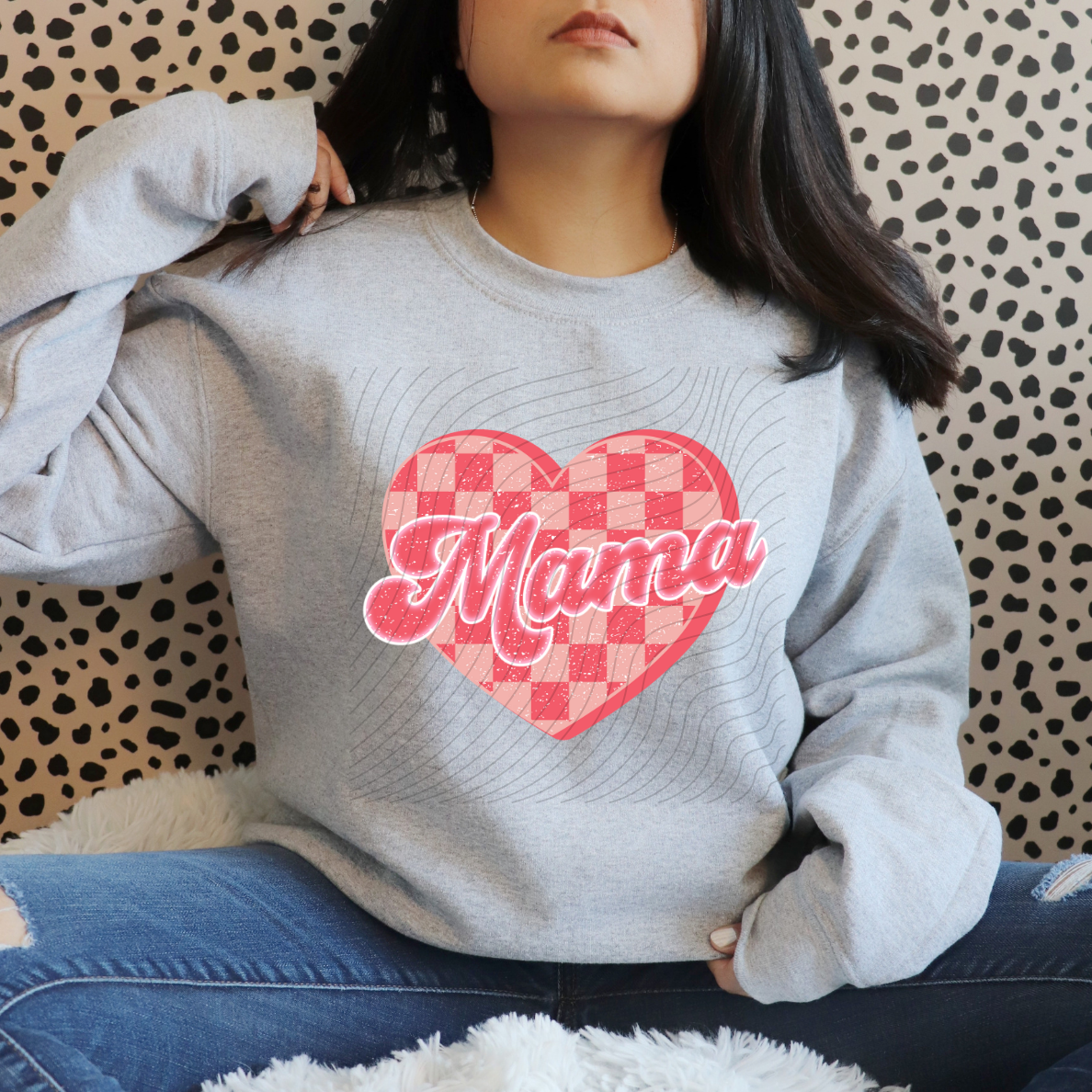 MAMA CHECKED HEART - DTF TRANSFER