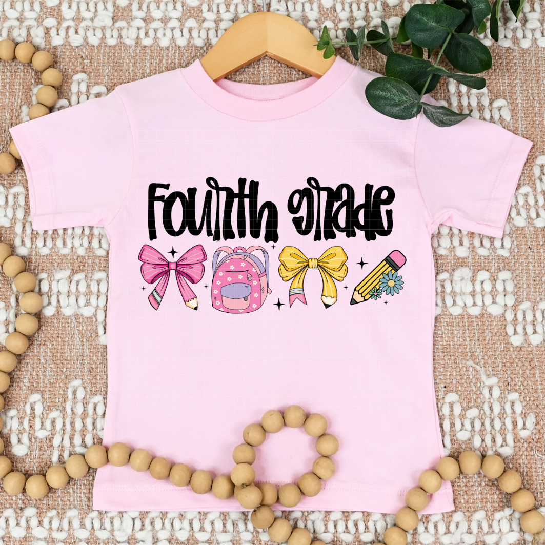 BLK 4TH GRADE BOWS & BAG - DTF TRANSFER