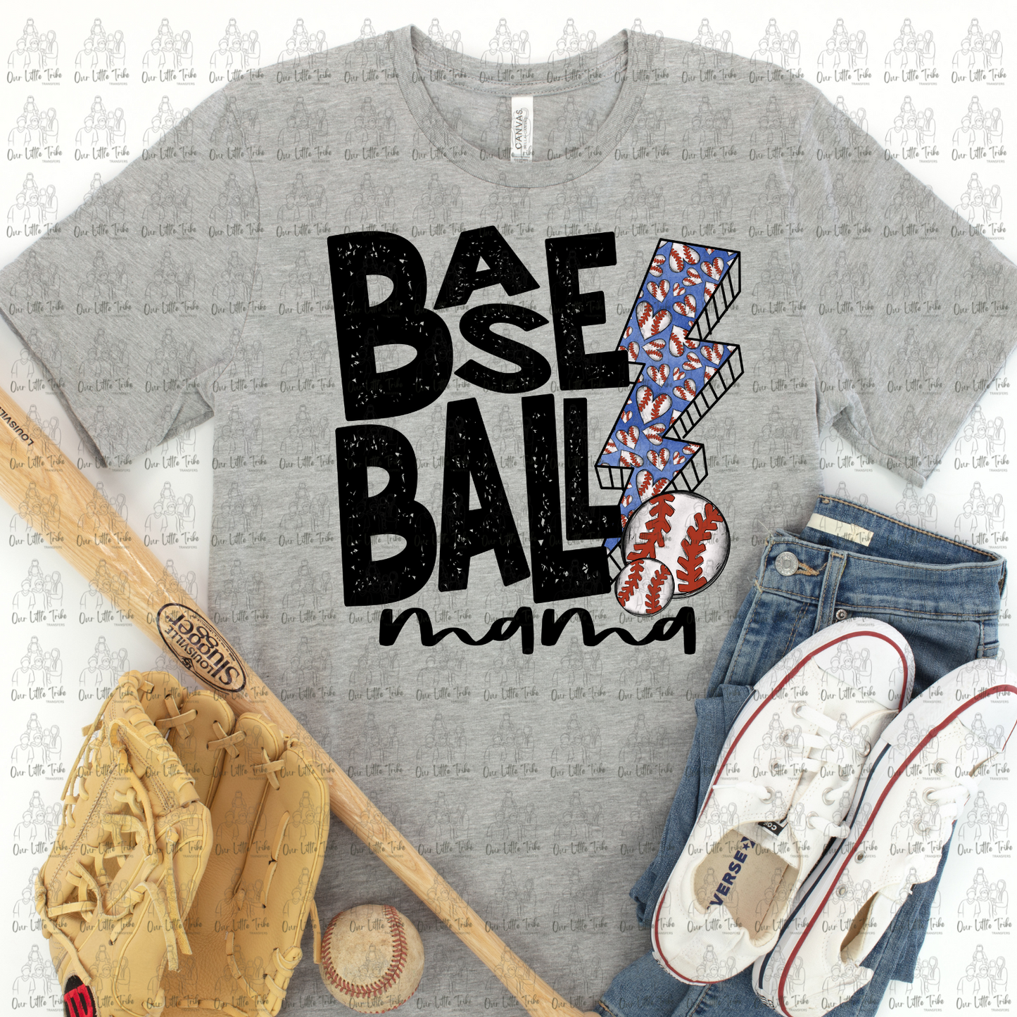 BASEBALL MAMA PATTERN BOLT- DTF TRANSFER