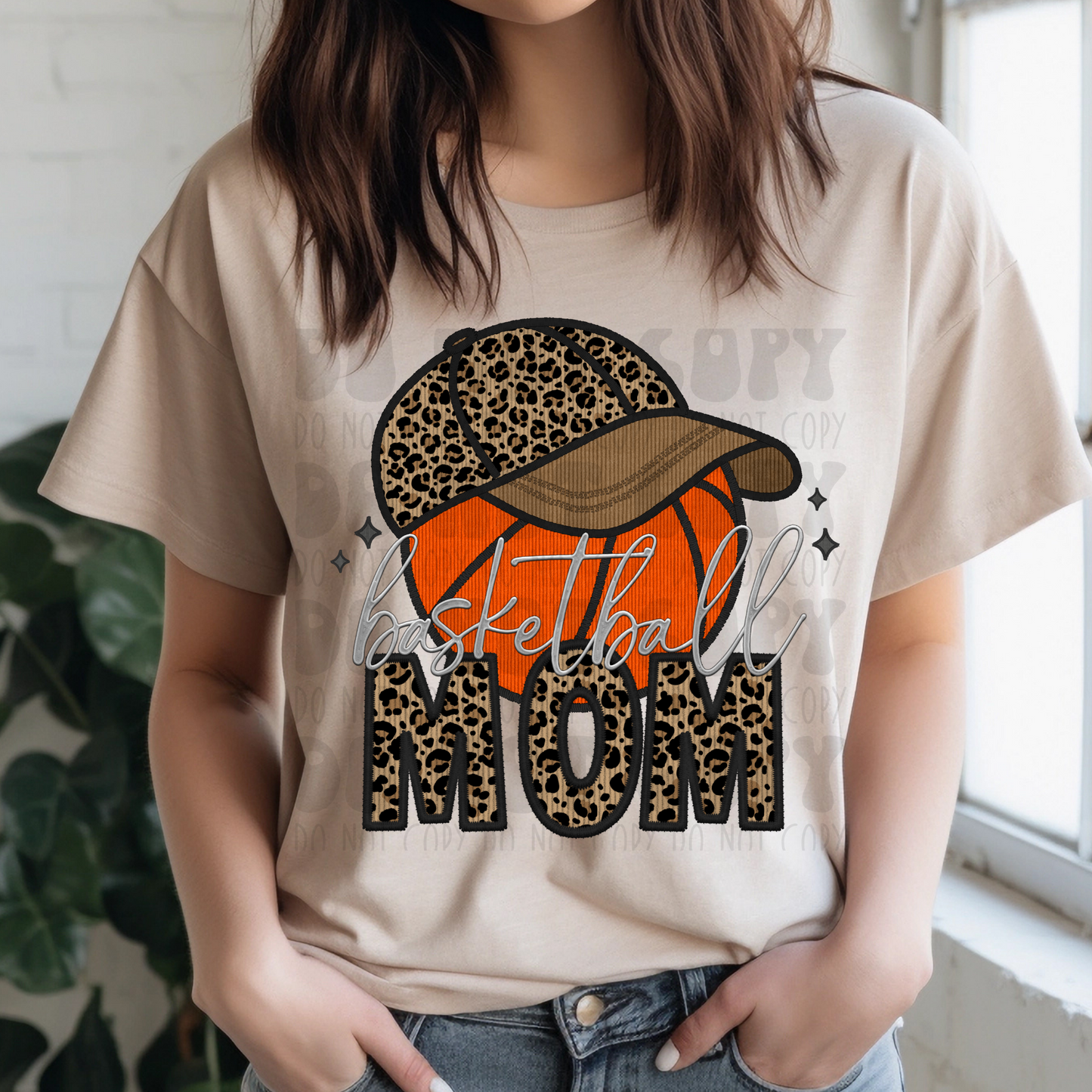 BASKETBALL MOM HAT FAUX EMBROIDERY - DTF TRANSFER