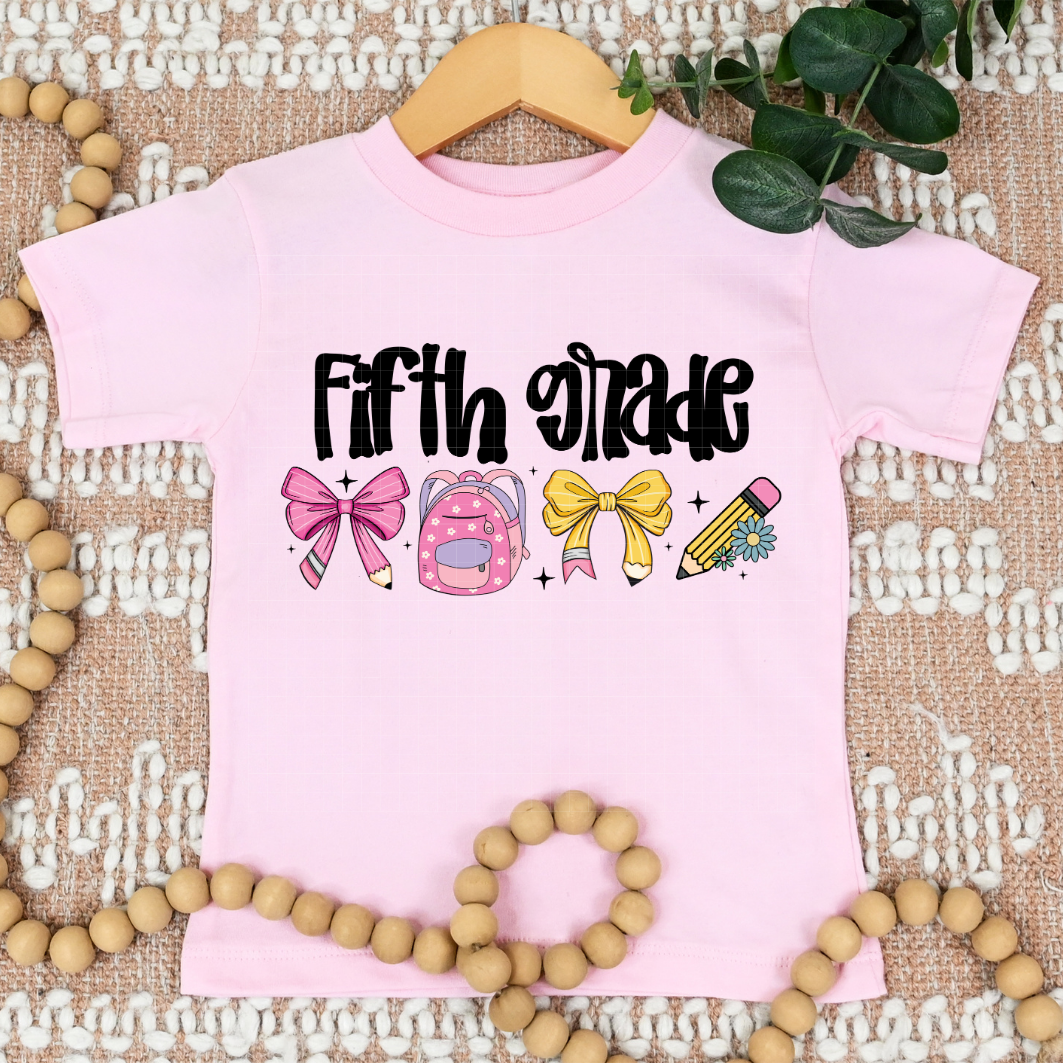 BLK 5TH GRADE BOWS & BAG - DTF TRANSFER