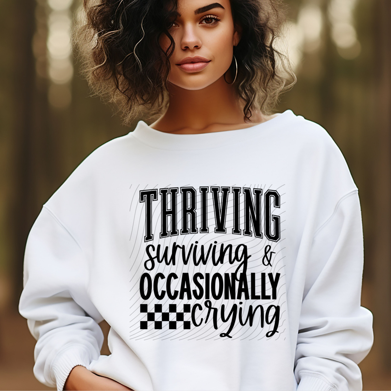 THRIVING SURVIVING CRYING BLK - DTF TRANSFER