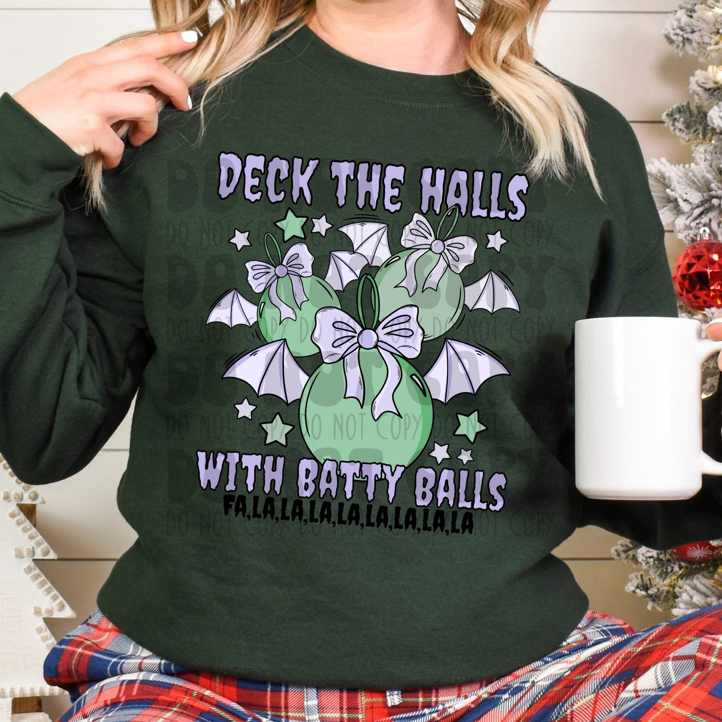 DECK THE HALLS WITH BATTY BALLS PURPLE - DTF TRANSFER