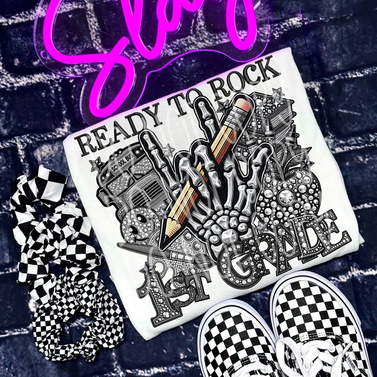 READY TO ROCK FIRST GRADE RHINESTONES - DTF TRANSFER