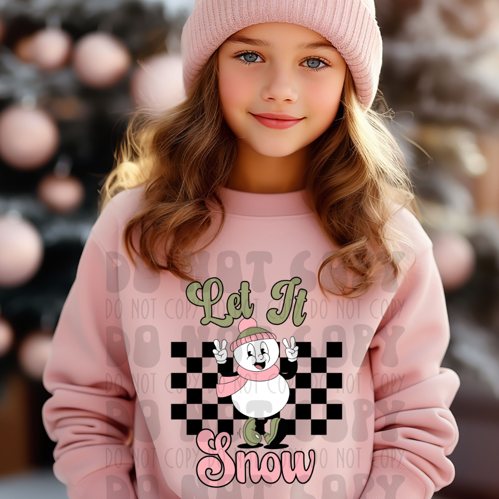 LET IT SNOW - LIGHT PINK/LIGHT GREEN - DTF TRANSFER