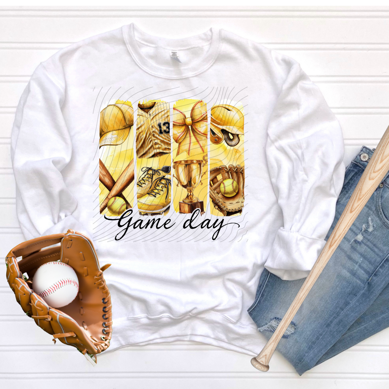 SOFTBALL WATERCOLOR BLK GAME DAY - DTF TRANSFER