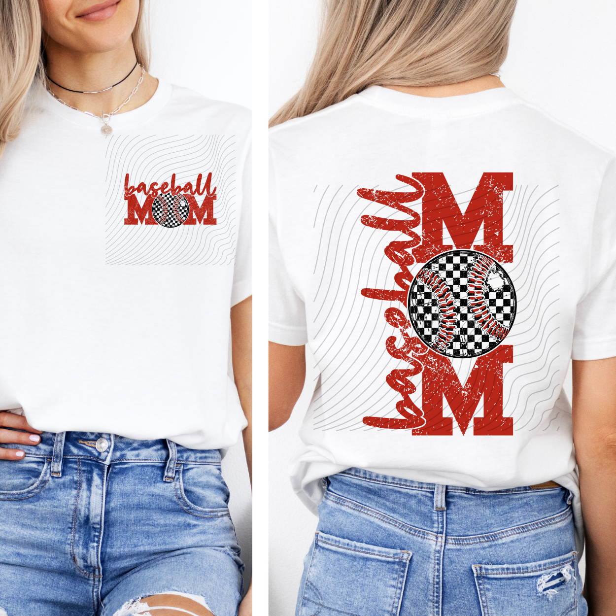 BASEBALL MOM RED W/ POCKET - DTF TRANSFER