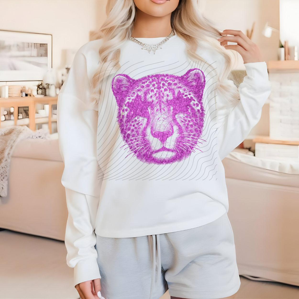 PURPLE FAUX GLITTER LEOPARD - DTF TRANSFER