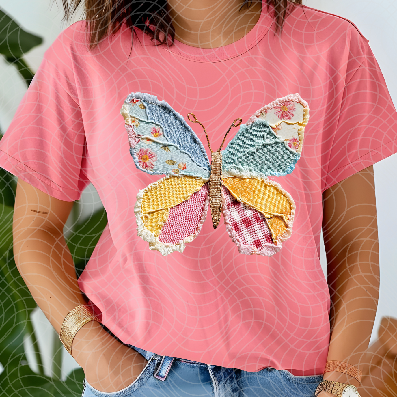 PATCHWORK SPRING BUTTERFLY - DTF TRANSFER
